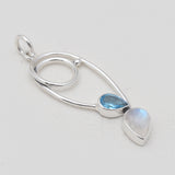 Blue Topaz & Moonstone Silver Pendants