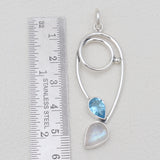 Blue Topaz & Moonstone Silver Pendants