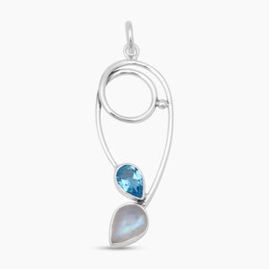 Blue Topaz & Moonstone Silver Pendants