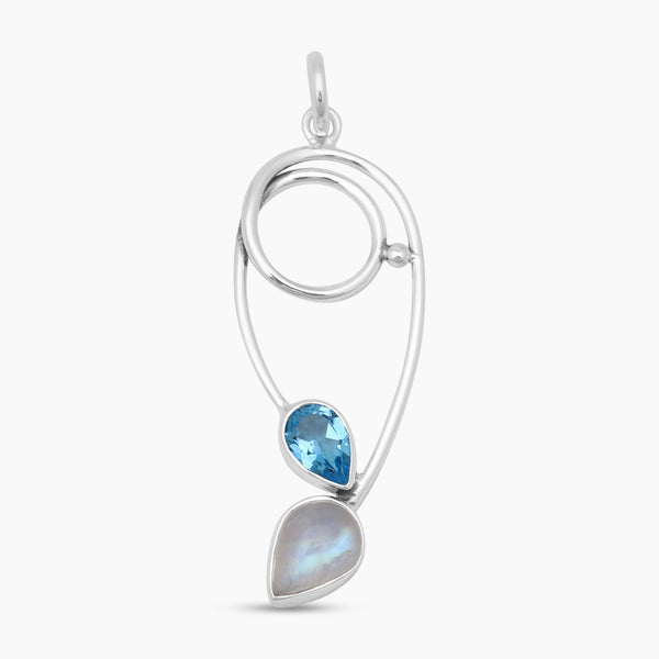 Blue Topaz & Moonstone Silver Pendants