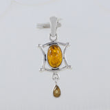 925 Sterling Silver Amber Pendant