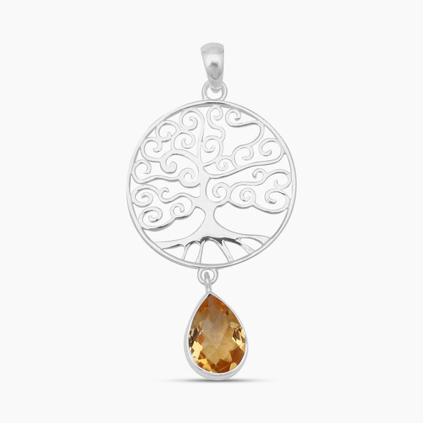 925 Sterling Silver Citrine Drop Pendants