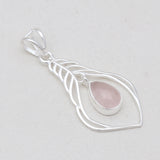 Larimar Drop Silver Feather Pendants