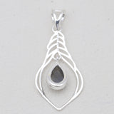 Larimar Drop Silver Feather Pendants
