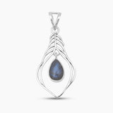 Larimar Drop Silver Feather Pendants