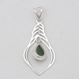 Larimar Drop Silver Feather Pendants