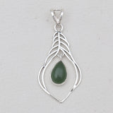 Larimar Drop Silver Feather Pendants