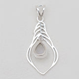 Larimar Drop Silver Feather Pendants
