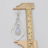 Larimar Drop Silver Feather Pendants