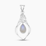 Larimar Drop Silver Feather Pendants