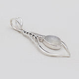 Larimar Drop Silver Feather Pendants