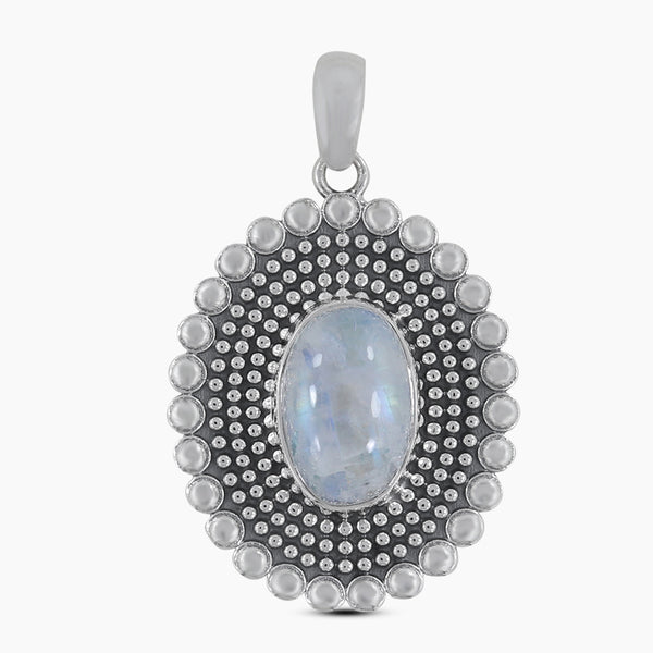 Natural Rainbow Moonstone Silver Pendants