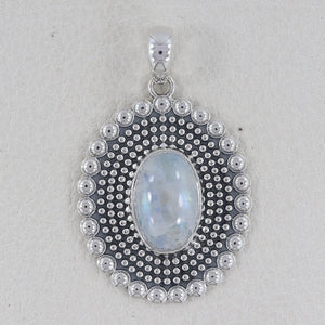 Natural Rainbow Moonstone Silver Pendants