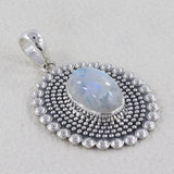 Natural Rainbow Moonstone Silver Pendants