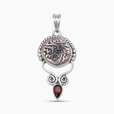 925 Sterling Silver Garnet Coin Pendants