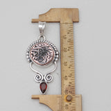 925 Sterling Silver Garnet Coin Pendants