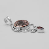 925 Sterling Silver Garnet Coin Pendants