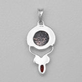 925 Sterling Silver Garnet Coin Pendants