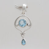 Blue Topaz Silver Pendants