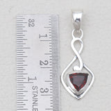 Trillion Cut Garnet Silver Pendants