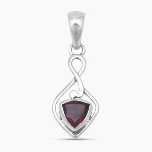 Trillion Cut Garnet Silver Pendants