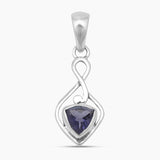 Trillion Cut Garnet Silver Pendants