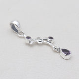 Purple Amethyst Silver Drop Pendants