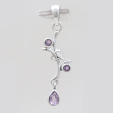 Purple Amethyst Silver Drop Pendants