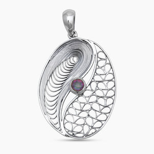 Mystic Quartz Filigree Silver Pendants