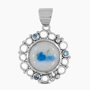 Natural Azurite Quartz Silver Pendants