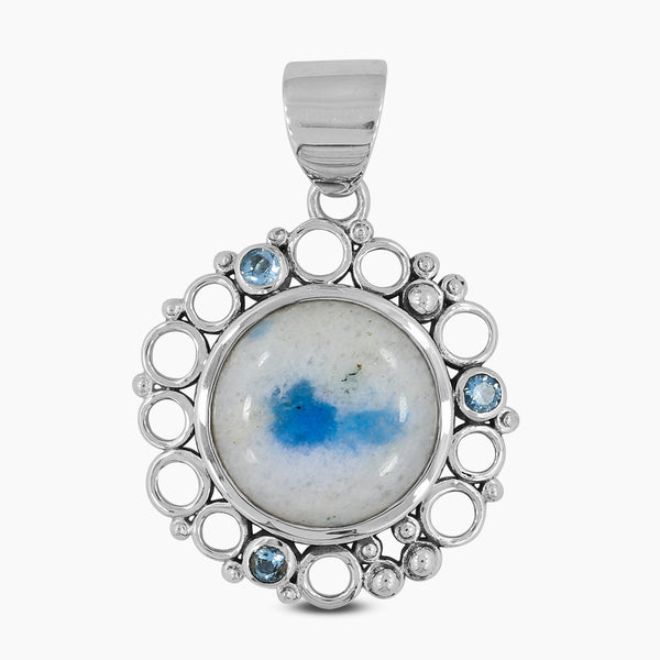 Natural Azurite Quartz Silver Pendants