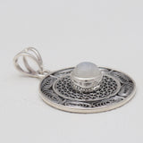 Rainbow Moonstone Filigree Silver Pendants