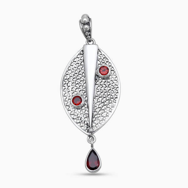 Red Garnet Silver Designer Filigree Drop Pendants