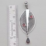 Red Garnet Silver Designer Filigree Drop Pendants