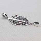 Red Garnet Silver Designer Filigree Drop Pendants