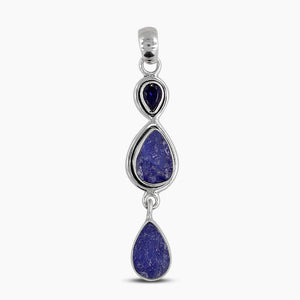 925 Silver Raw Tanzanite Pendants