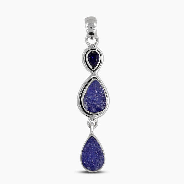 925 Silver Raw Tanzanite Pendants