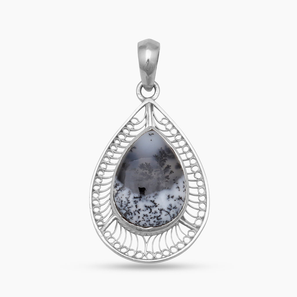 Dendritic Opal Silver Pendants