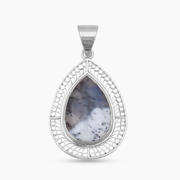 Dendritic Opal Silver Pendants