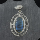 Natura Labradorite Filigree Art Design Sterling Silver Pendant