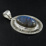 Natura Labradorite Filigree Art Design Sterling Silver Pendant