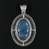 Natura Labradorite Filigree Art Design Sterling Silver Pendant