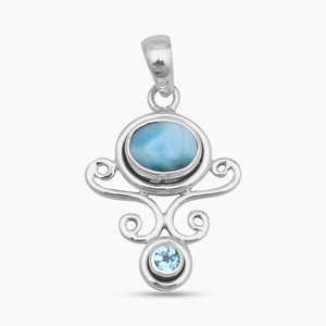 Larimar & Blue Topaz Silver Pendants