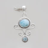 Larimar & Blue Topaz Silver Pendants