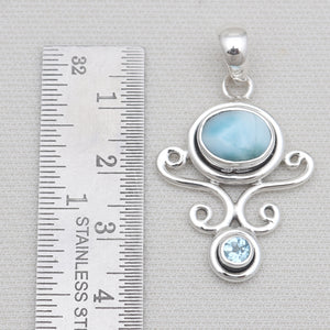 Larimar & Blue Topaz Silver Pendants