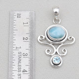 Larimar & Blue Topaz Silver Pendants