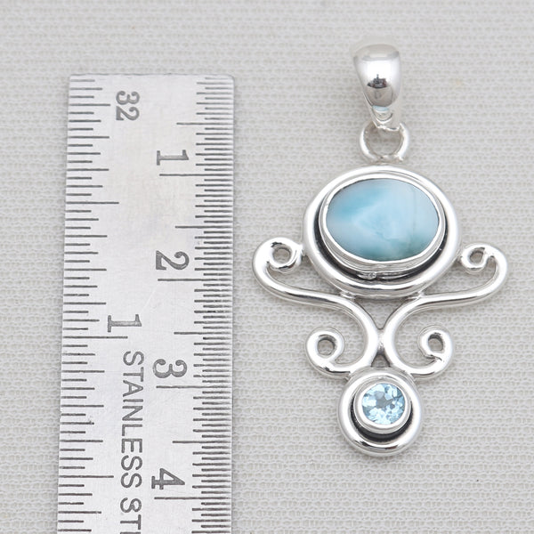 Larimar & Blue Topaz Silver Pendants