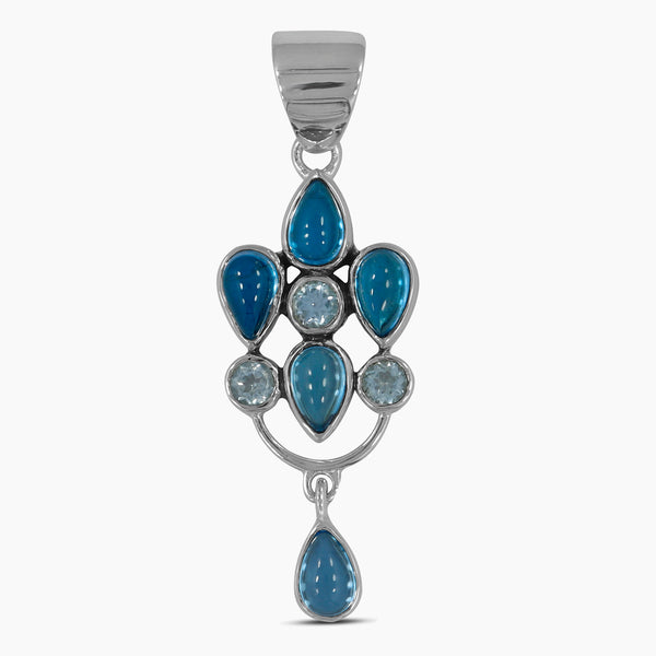 925 Sterling Silver Blue Topaz Pendants
