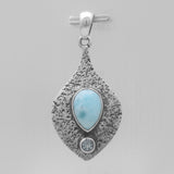 Blue Larimar Textured Silver Pendants