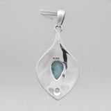 Blue Larimar Textured Silver Pendants